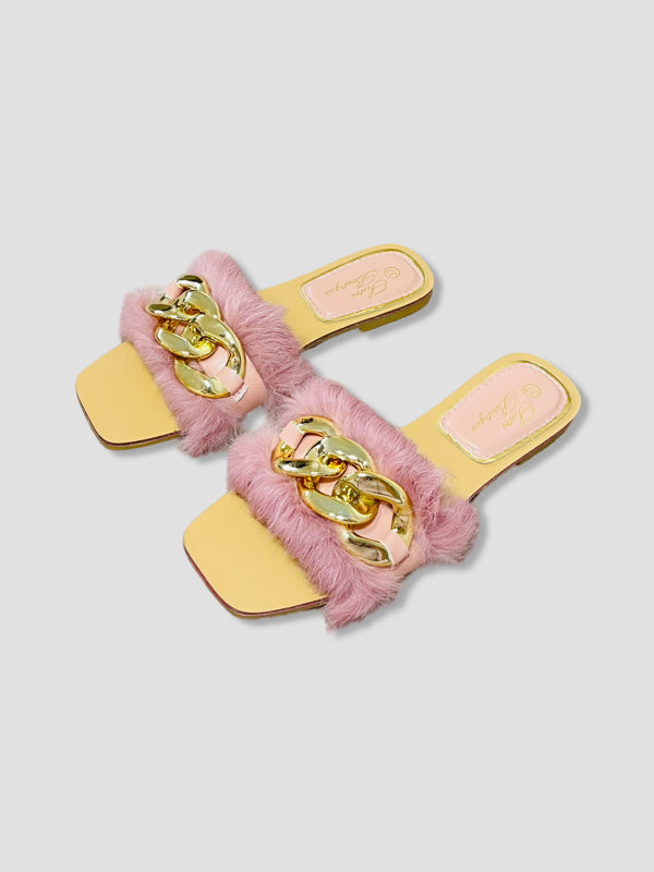 Fluffy Chain Decor Slippers
