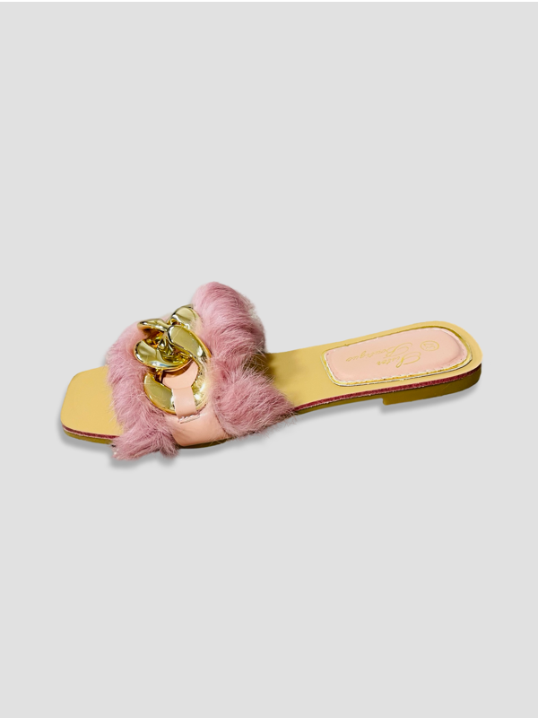 Fluffy Chain Decor Slippers
