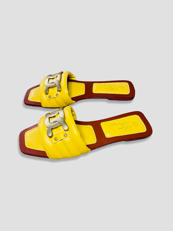 Women Chain Detail Slide Sandals