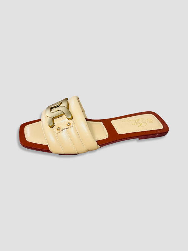 Women Chain Detail Slide Sandals
