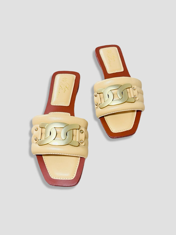 Women Chain Detail Slide Sandals