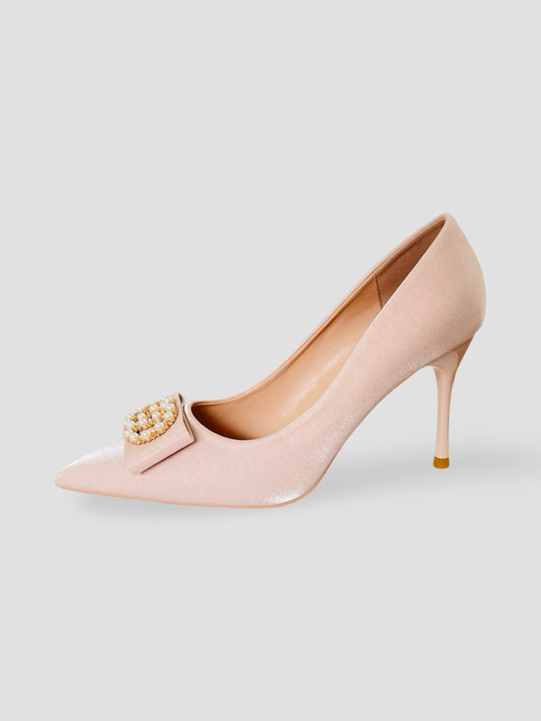 Pearl Bow Charm Heels