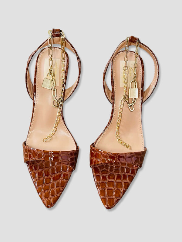 Croc chain Pointed Party Heels