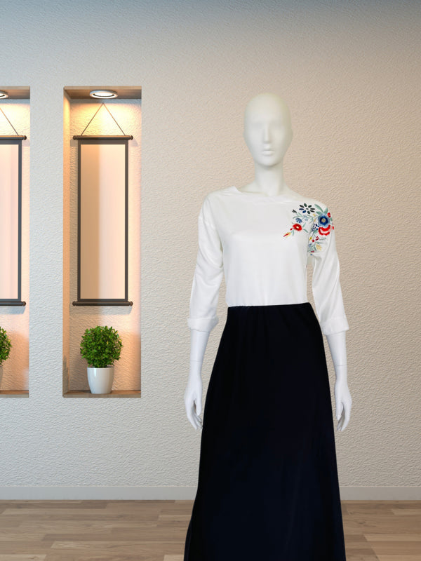 Floral Elegance White Top