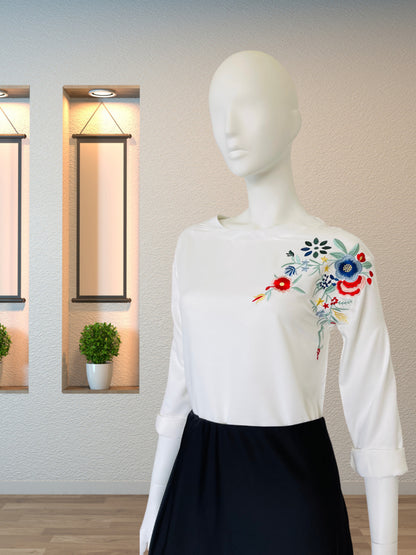 Floral Elegance White Top