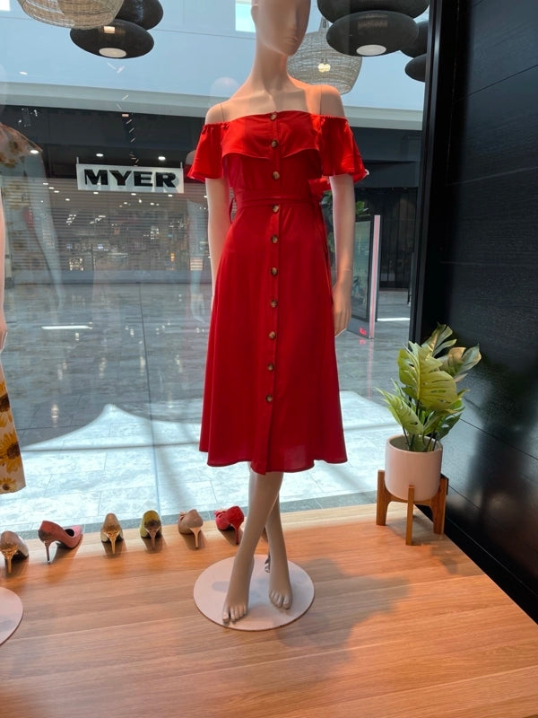Scarlet Charm Ruffle Dress