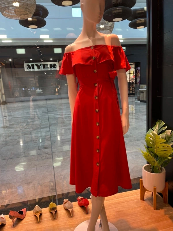 Scarlet Charm Ruffle Dress