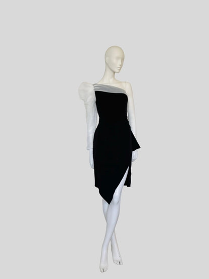 Elegant Black One-Shoulder Asymmetrical Dress