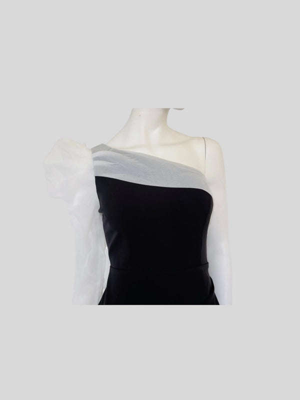 Elegant Black One-Shoulder Asymmetrical Dress