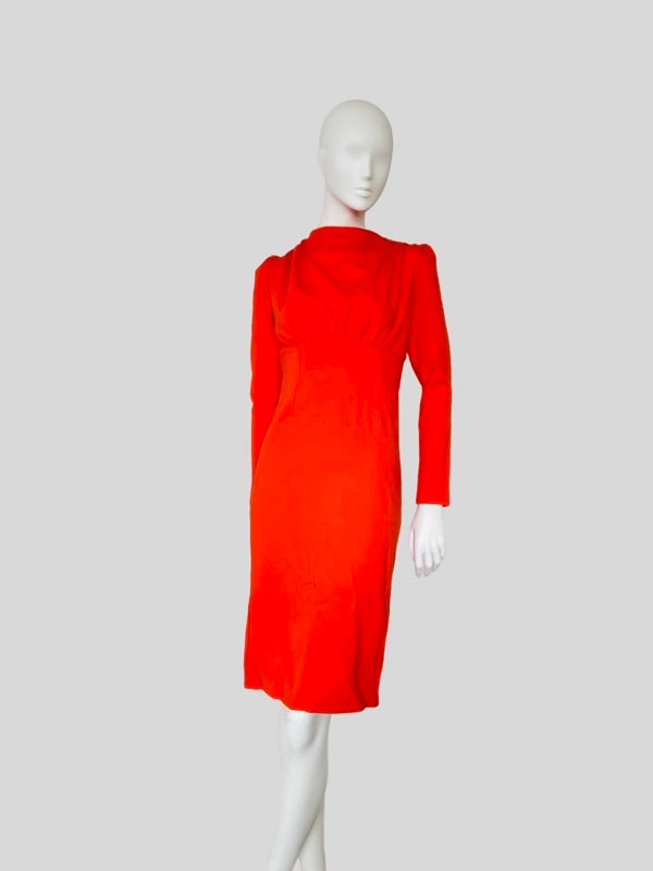 Chic Orange Bodycon Midi Dress
