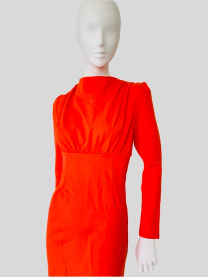 Chic Orange Bodycon Midi Dress