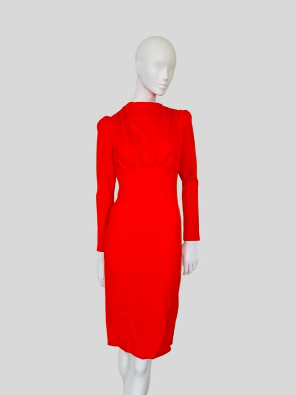 Chic Orange Bodycon Midi Dress