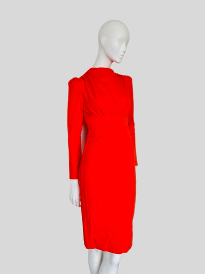 Chic Orange Bodycon Midi Dress