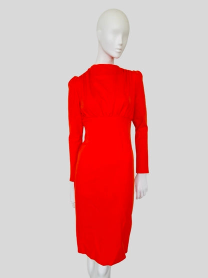 Chic Orange Bodycon Midi Dress