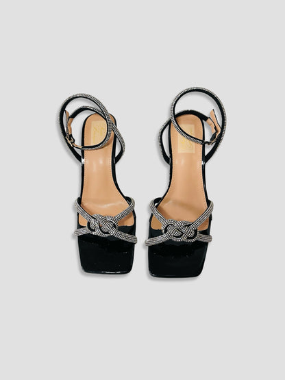 Teal Rhinestone Knot Heels