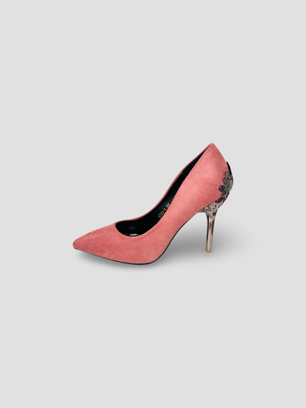 Gold Embellished Stiletto Heels-Suede and Glitter High Heels
