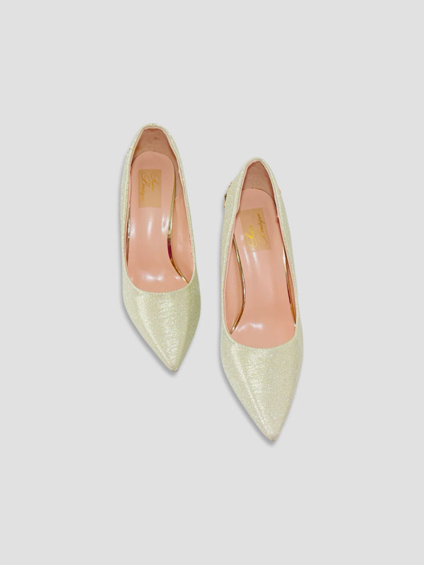 Gold Embellished Stiletto Heels-Suede and Glitter High Heels