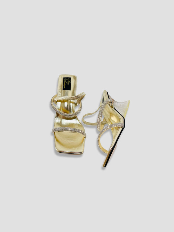 Crystal Strap with Clear Block Heels