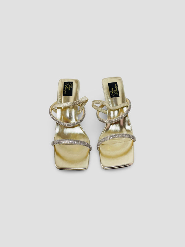 Crystal Strap with Clear Block Heels