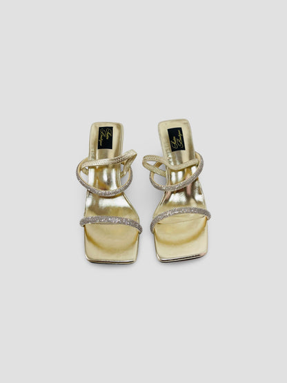 Crystal Strap with Clear Block Heels