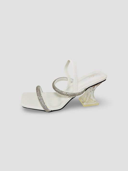Crystal Strap with Clear Block Heels