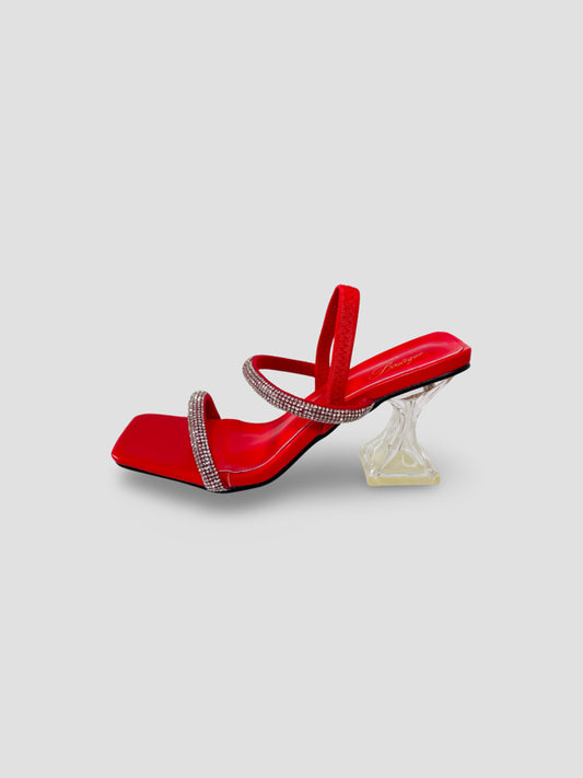 Crystal Strap with Clear Block Heels