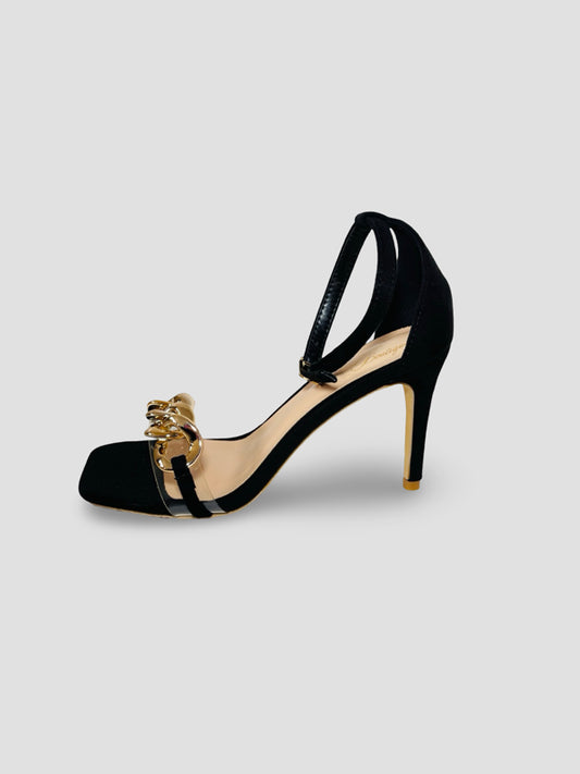 Gold Chain Ankle Strap Heels
