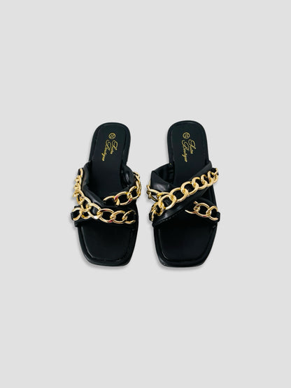 Luxe Chain-Link Slide Sandals