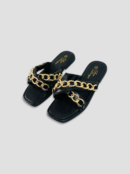 Luxe Chain-Link Slide Sandals