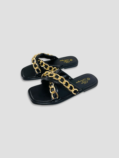 Luxe Chain-Link Slide Sandals