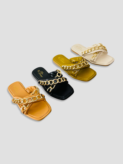 Luxe Chain-Link Slide Sandals