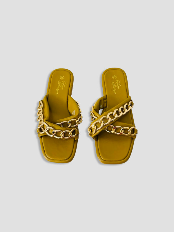 Luxe Chain-Link Slide Sandals