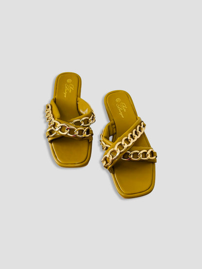 Luxe Chain-Link Slide Sandals