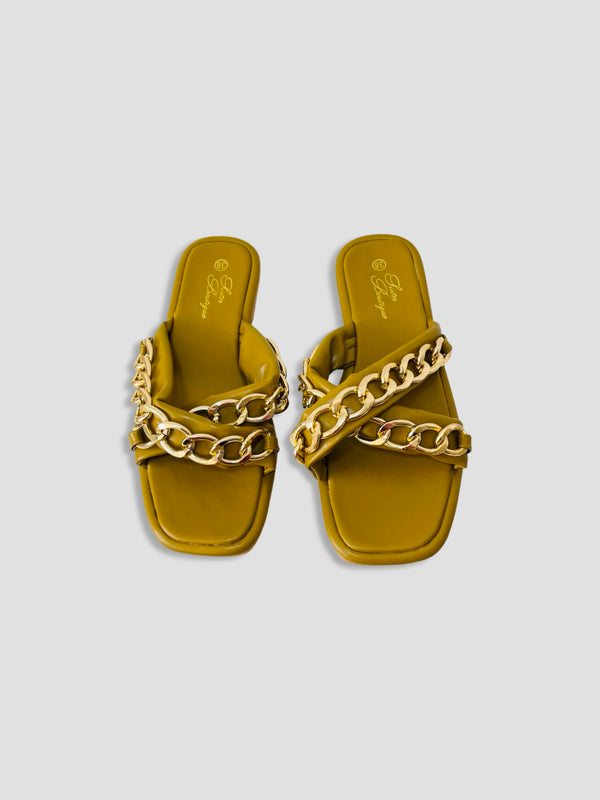 Luxe Chain-Link Slide Sandals