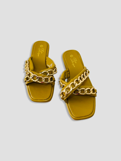 Luxe Chain-Link Slide Sandals