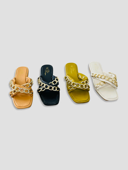 Luxe Chain-Link Slide Sandals