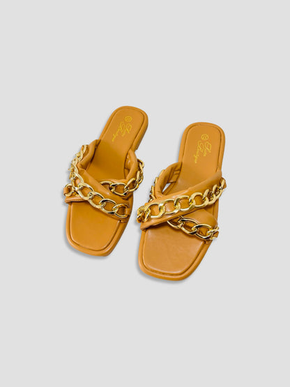 Luxe Chain-Link Slide Sandals