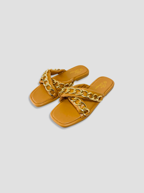 Luxe Chain-Link Slide Sandals