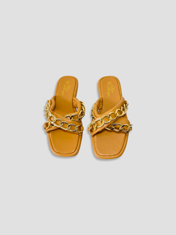 Luxe Chain-Link Slide Sandals