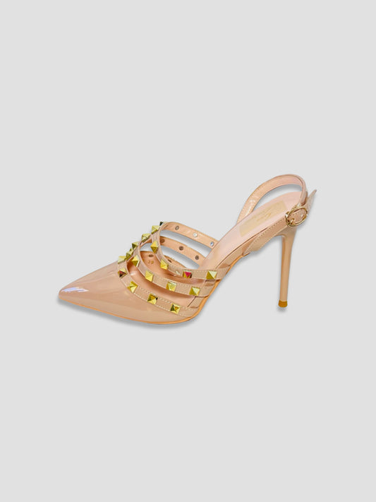 Studded Black Patent Heels