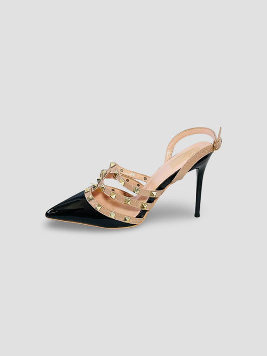 Studded Black Patent Heels