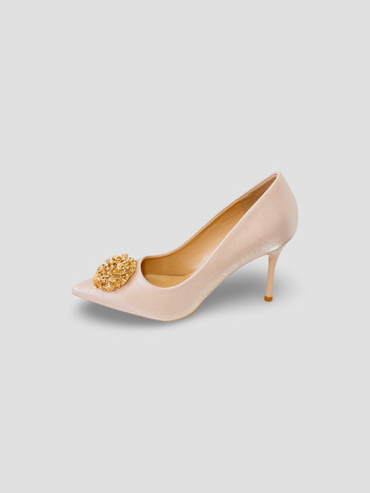 Glam Velvet Heels with Gold Accents