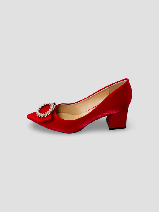 Luxury Rhinestone Satin Heels