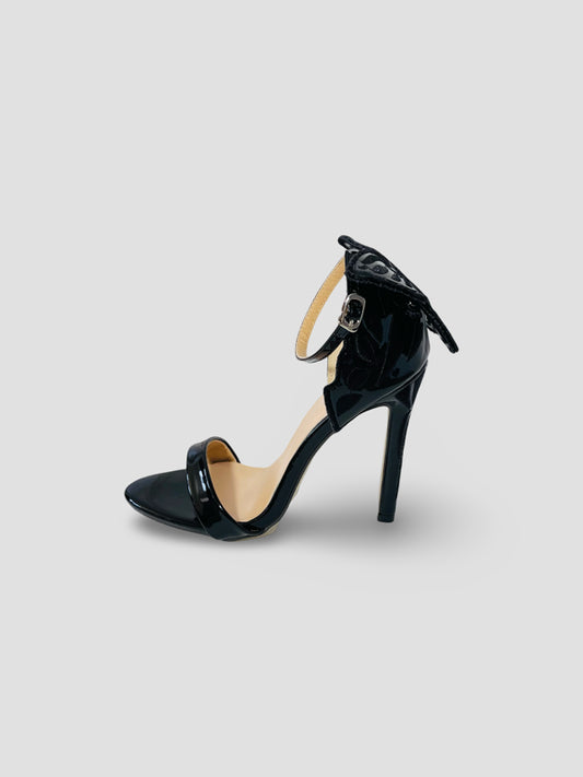 Patent Leather Lace-up Vivid Butterfly Stilettos