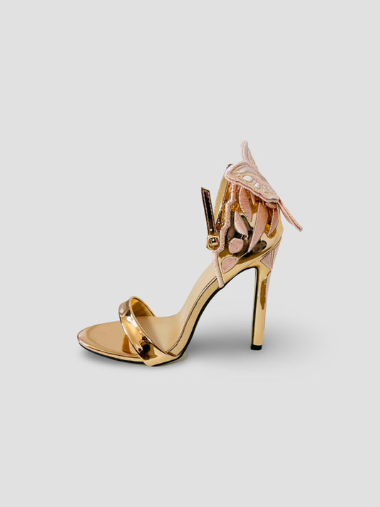 Patent Leather Lace-up Vivid Butterfly Stilettos