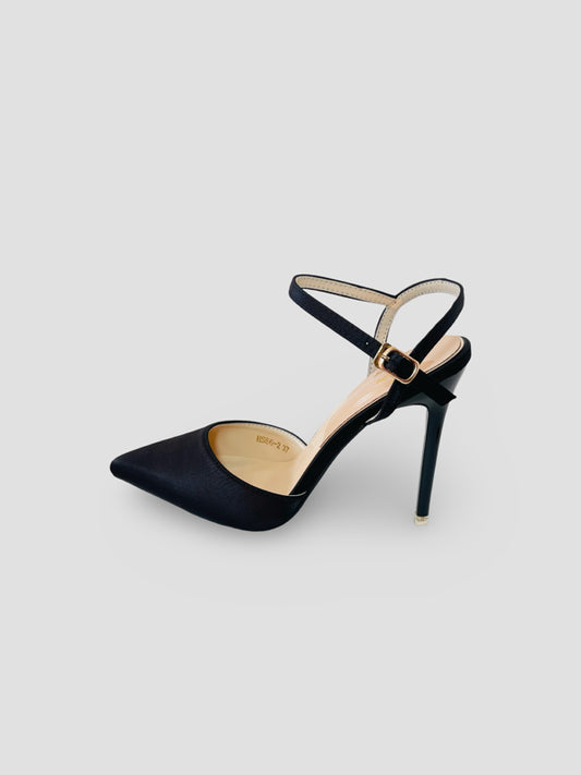 Velvet Pointed-Toe Stilettos with Double Straps