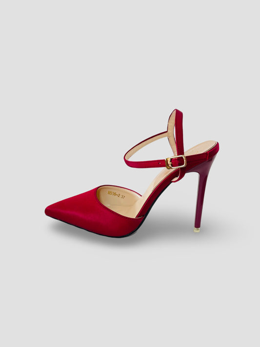 Velvet Pointed-Toe Stilettos with Double Straps