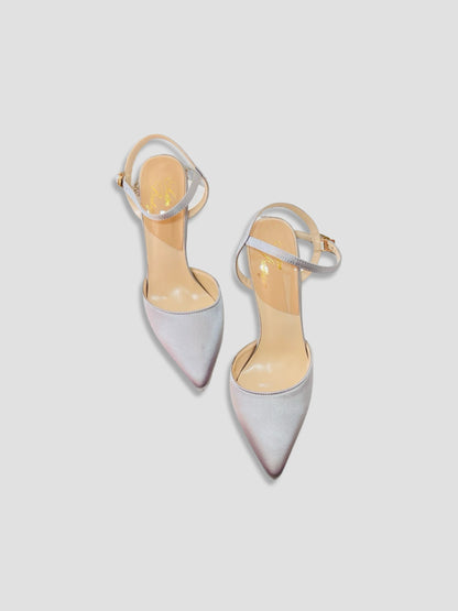 Velvet Pointed-Toe Stilettos with Double Straps