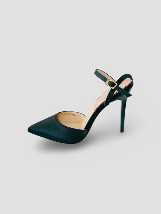 Velvet Pointed-Toe Stilettos with Double Straps