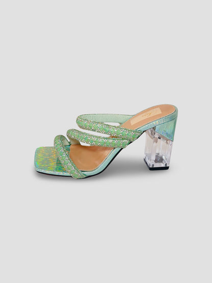Crystal Embellished Strappy Mules